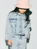 Spodnie i spodenki dla dziewczynek - Reserved - Jeansowa kurtka z przetarciami - niebieski - miniaturka - grafika 1