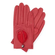 Rękawiczki - Rękawiczki samochodowe damskie ze skóry licowej czerwone - miniaturka - grafika 1