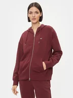 Bluzy damskie - Gant Bluza Rel Shield Zip Hoodie 4204665 Bordowy Relaxed Fit - miniaturka - grafika 1