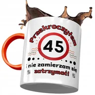 Kubki - Kubek Pomarańczowy na Urodziny 45 45te 45-te z Nadrukiem ze Zdjęciem + Opakowanie na prezent (wzór 03) - miniaturka - grafika 1