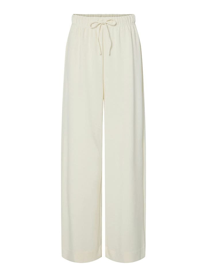 YAS Spodnie w kolorze kremowym