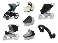 Wózki dziecięce - Wózek miejski Thule Urban Glide 4-wheel Mid blue + Bassinet Soft beige SET 7in1 - miniaturka - grafika 1