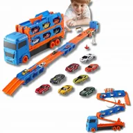 Zabawki zdalnie sterowane - Tor Wyścigowy 3w1 Dla Dzieci Ciężarówka Plus 8 Mini Aut Znaki Drogowe - miniaturka - grafika 1