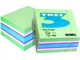 TIERRA Kostka samoprzylepna Tres 75x75mm Fluo mięta 450 KOSF75MIE - Etykiety samoprzylepne i bloki etykiet - miniaturka - grafika 1