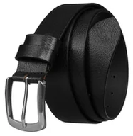 Paski - PETERSON Czarny klasyczny pasek ze skóry naturalnej męski szeroki z tradycyjną srebrną klamrą - miniaturka - grafika 1