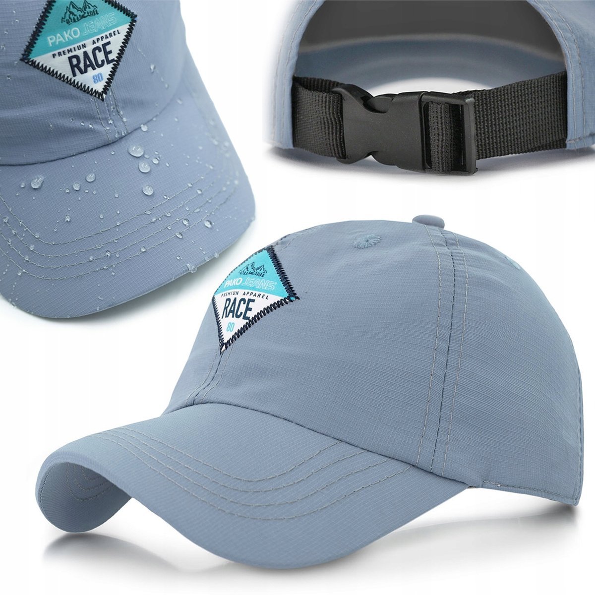 Sportowa Letnia CZAPKA z Daszkiem BŁĘKITNA Lekka Wodoodporna Pako Jeans