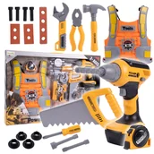 Mały majsterkowicz - Zestaw Majsterkowicza z Narzędziami Kamizelka Wkrętarka Piła 22el - miniaturka - grafika 1