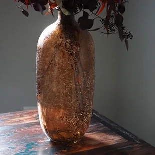 Wazon szklany no. 2- duży, amber z strukturą, 45 cm - Wazony i flakony - miniaturka - grafika 1