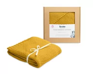 Koce i narzuty dla dzieci - Sensillo OTULACZ Z KAPTURKIEM 100% BAMBOO GIFT MUSZTARDOWY - miniaturka - grafika 1