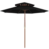 Parasole ogrodowe - vidaXL Parasol ogrodowy z dwupoziomową czaszą, czarny, 270 cm 313766 - miniaturka - grafika 1