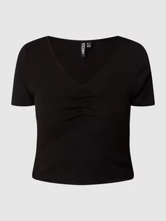 Koszulki i topy damskie - T-shirt z prążkowaną fakturą model ‘Taya’ - grafika 1