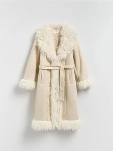 Reserved - Płaszcz ze sztucznym futrem - złamana biel - Płaszcze damskie - miniaturka - grafika 1