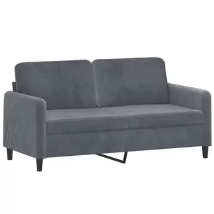 Sofa 2-osobowa, ciemnoszary, 140 cm, tapicerowana aksamitem - Sofy i kanapy - miniaturka - grafika 3