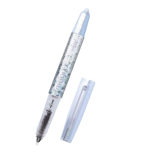 Online magiXX pióro kulkowe z wkładem atramentowym, białe, z wkładem atramentowym, grubość kreski 0,7 mm, w zestawie 1 x niebieski wkład I zmywalny długopis do szkoły, na uczelnię i do biura, tusz