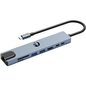 Huby USB - Hub HAWK HW-HUB801 8w1 USB Typu C, Pasywny HUB801 - miniaturka - grafika 1