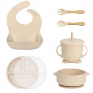 Zestawy naczyń dla dzieci - SILIKONOWY ZESTAW NACZYŃ DLA DZIECI NIEMOWLĄT NIE ZAWIERA BPA 7 SZT - miniaturka - grafika 1