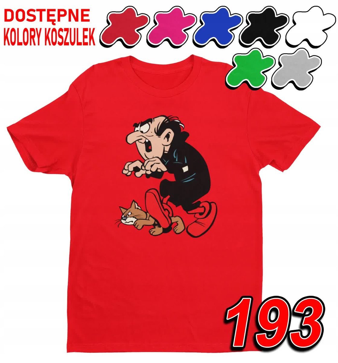 Dziecięca Koszulka T-Shirt Z Nadrukiem Gargamel Klakier Smerfy -M 134-140