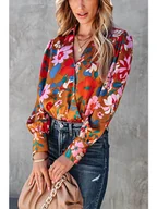 Bluzki damskie - Milan Kiss Bluzka w kolorze jasnobrązowo-wielokolorowym ze wzorem - miniaturka - grafika 1