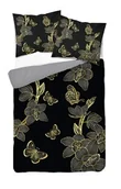 Pościel - Detexpol Pościel z mikrofibry 3D 160x200 kwiaty czarna złota 4358 A mikro 28 - miniaturka - grafika 1