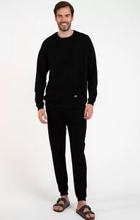 Bawełniany komplet dresowy męski czarny Hektor, Kolor czarny, Rozmiar S, Italian Fashion - Intymna - Piżamy męskie - miniaturka - grafika 1