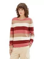 Swetry damskie - TOM TAILOR Sweter damski, 28150 - Różowy blok Stripe, XXS - miniaturka - grafika 1