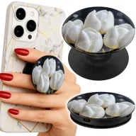 Uchwyty samochodowe do telefonów - Uchwyt do telefonu Popsocket na palce/stojak BIAŁY KWIAT TULIPAN - miniaturka - grafika 1