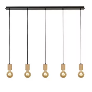 Spinny lampa wisząca 5xE27 czarna/drewno 50212-5NA - Lampy sufitowe - miniaturka - grafika 1