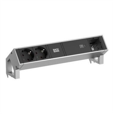 Listwa zasilająca Bachmann BACHMANN DESK2 2xzłącza ochronne USB-C, ładowarka USB 60 W, 1xABD 0,2 m GST18 INOX