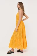 Sukienki - Patrizia Pepe sukienka bawełniana kolor pomarańczowy maxi rozkloszowana - miniaturka - grafika 1