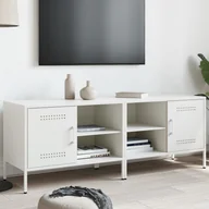 Szafki RTV - vidaXL Szafki pod telewizor, 2 szt., białe, 68x39x50,5 cm, stalowe - miniaturka - grafika 1