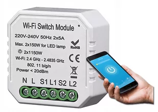 Tuya WiFi Podwójny Włącznik Przekaźnik Dopuszkowy - Systemy inteligentnych domów - miniaturka - grafika 1