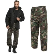 Odzież taktyczna i umundurowanie - Spodnie Długie Męskie BRANDIT M65 Vintage - Woodland - miniaturka - grafika 1
