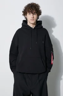 Alpha Industries bluza Essentials RL męska kolor czarny z kapturem gładka 146335 - Bluzy męskie - miniaturka - grafika 1