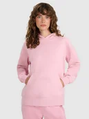 Bluzy damskie - 4F Bluza dresowa nierozpinana z kapturem damska - różowa XXL - miniaturka - grafika 1