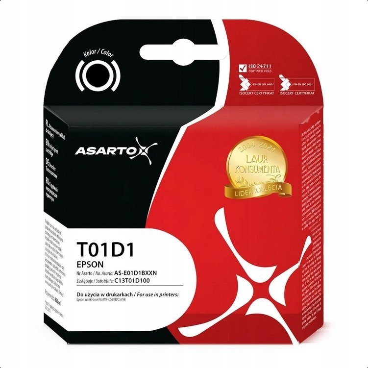 Tusz Asarto Tusz Asarto do Epson T01D1 C13T01D100 50000 str. black