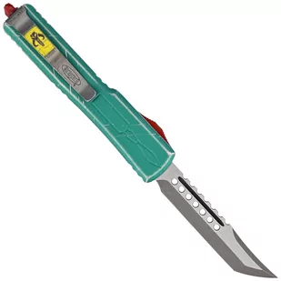 Nóż automatyczny OTF Microtech UTX-70 Bounty Hunter Hellhound T/E Signature Distressed Green Aluminium, Stonewashed M390 by Tony Marfione (419-10BH) - Noże - miniaturka - grafika 3