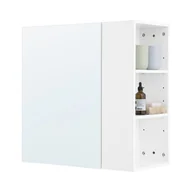 Szafki łazienkowe - SoBuy Wisząca szafka łazienkowa z lustrem, 1 drzwiami i 3 bocznymi przegrodami, Biała BZR184-W - miniaturka - grafika 1