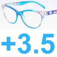Okulary korekcyjne, oprawki, szkła - Okulary do czytania kocie damskie niebieskie +3.5 - miniaturka - grafika 1