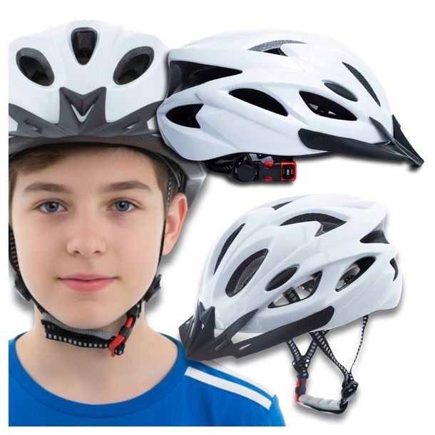 Kask na Rower dla Dzieci Nastolatka z Daszkiem Szosowy MTB Regulowany 54-62