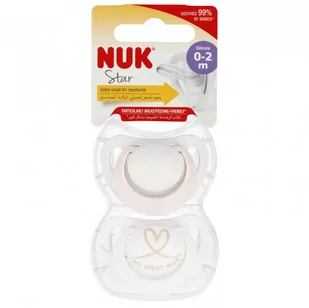 NUK Smoczek silikonowy 0-2m Star różowo-biały op.2 szt. - Smoczki uspokajające - miniaturka - grafika 1