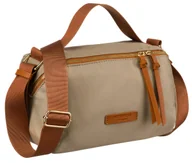 Torebki damskie - Miejska torebka damska mała listonoszka na ramię lub do ręki khaki z brązowym wykończeniem PETERSON modna lekka funkcjonalna skóra ekologiczna nylon.. - miniaturka - grafika 1