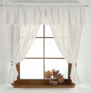 Zasłony - Dekoria Komplet kuchenny Romantica prześwitująca ecru 130x155 cm Romantica 268-128-88 - miniaturka - grafika 1