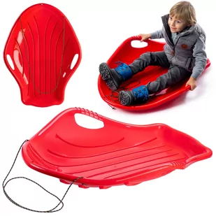Sanki plastikowe z linką Brez, czerwone - Sanki i ślizgacze - miniaturka - grafika 1