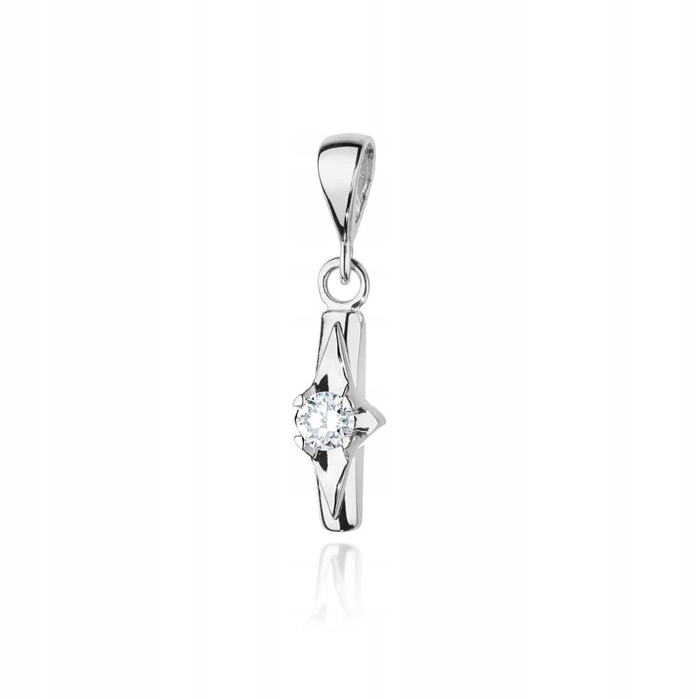 Zawieszka z białego złota 585 przecinek z diamentem naturalnym 0,7g