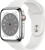 Smartwatch - Apple Watch 8 GPS+Cellular 45mm Stalowy Biały - miniaturka - grafika 1