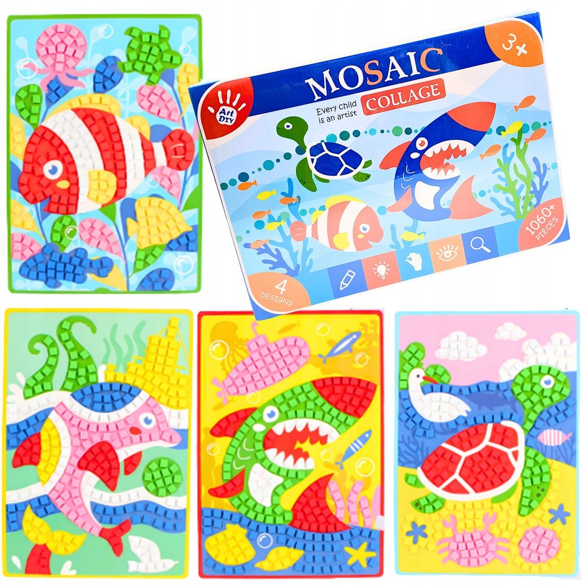 Mozaika Wyklejanka DIY Piankowa Kreatywna RYBY Dzień Chłopaka Przedszkolaka