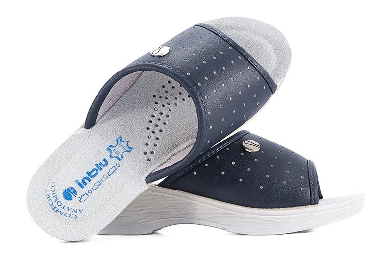 Inblu Pl-45 Klapki Damskie Sanitarne Koturn Granat Granatowy 41