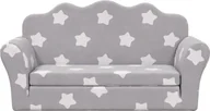 Sofy i kanapy - vidaXL Sofa rozkładana dla dzieci 2-osobowa jasnoszara w gwiazdki Miękki plusz - miniaturka - grafika 1