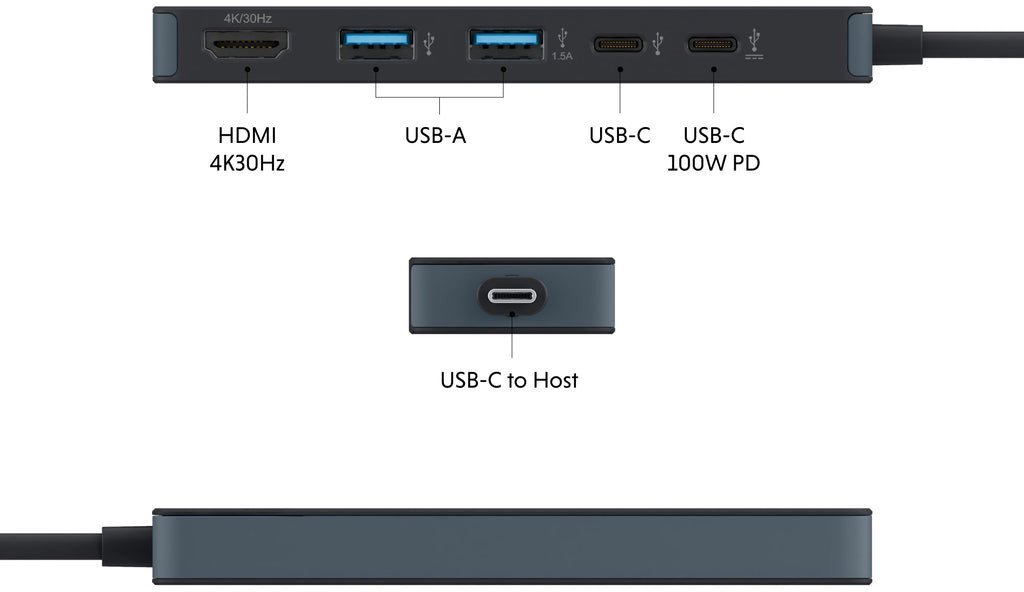 Hyper HyperDrive Flex 5 Port USB-C Hub HD4101BKGL HDMI ports quantity 1