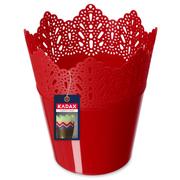 Donice - Doniczka na kwiaty z koronką 12 x 11 cm, czerwona - miniaturka - grafika 1